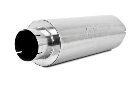 MBRP M2220A Muffler, Installer Series, 5 in Center Inlet, 5 in Center Inlet Outlet, 8 in Round Body, 31 in Long Overall, Stainless, Natural, Universal, Each