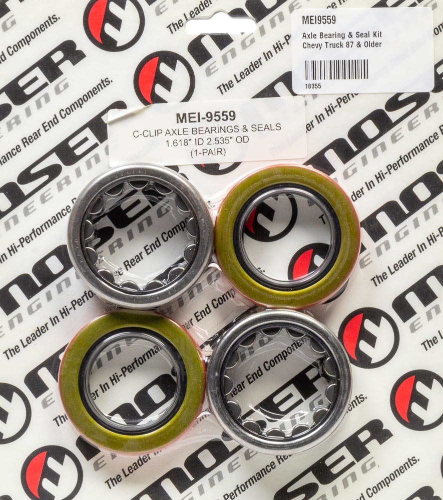 Moser Engineering 9559 Axle Bearing, 2.535 in OD, 1.619 in ID, Seals Included, C-Clip, GM 10-Bolt / 12-Bolt, Kit