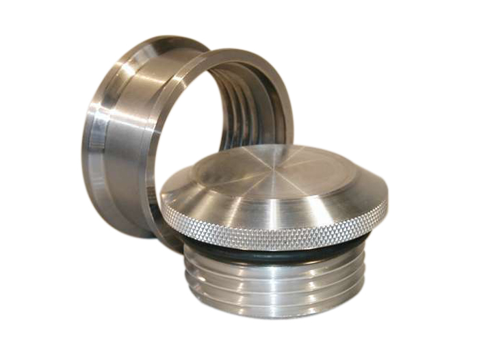 Meziere PN6700 Bung and Cap Kit, Pro Style, 2.750 in OD, Weld-On, Aluminum Bung, Aluminum Threaded Cap, Natural, Kit