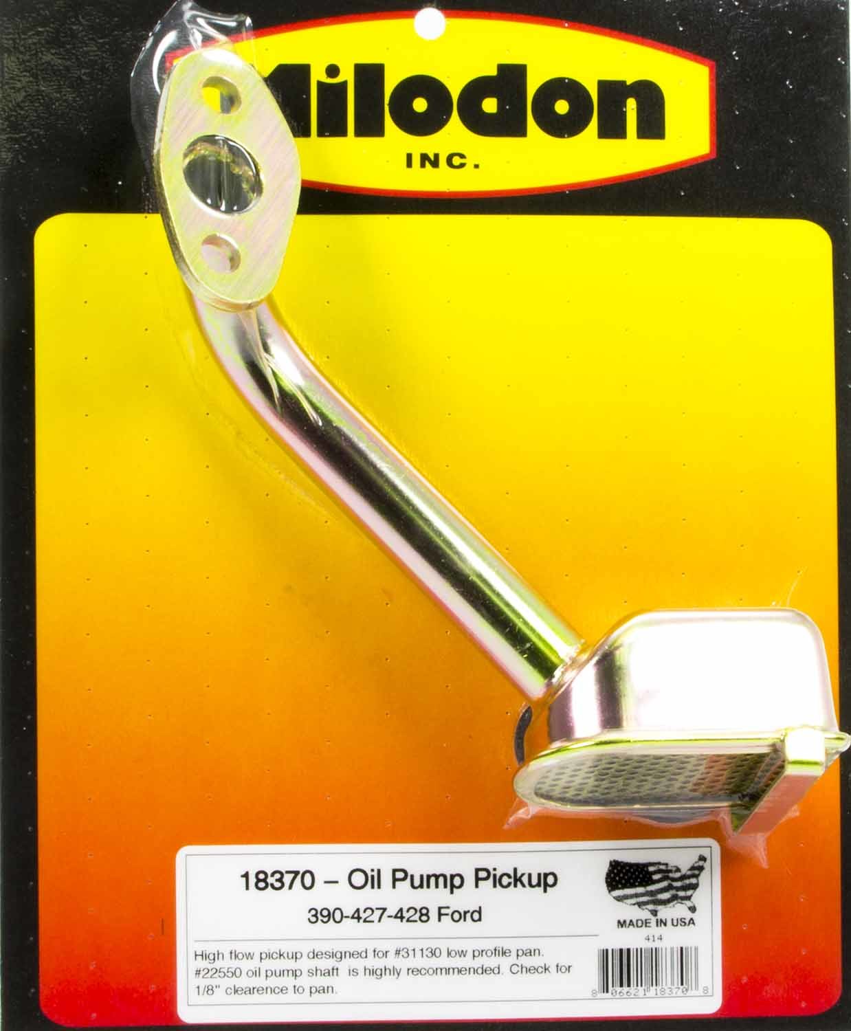 Milidon 18370 Oil Pump Pickup, Street / Strip, BoltOn, 8 in