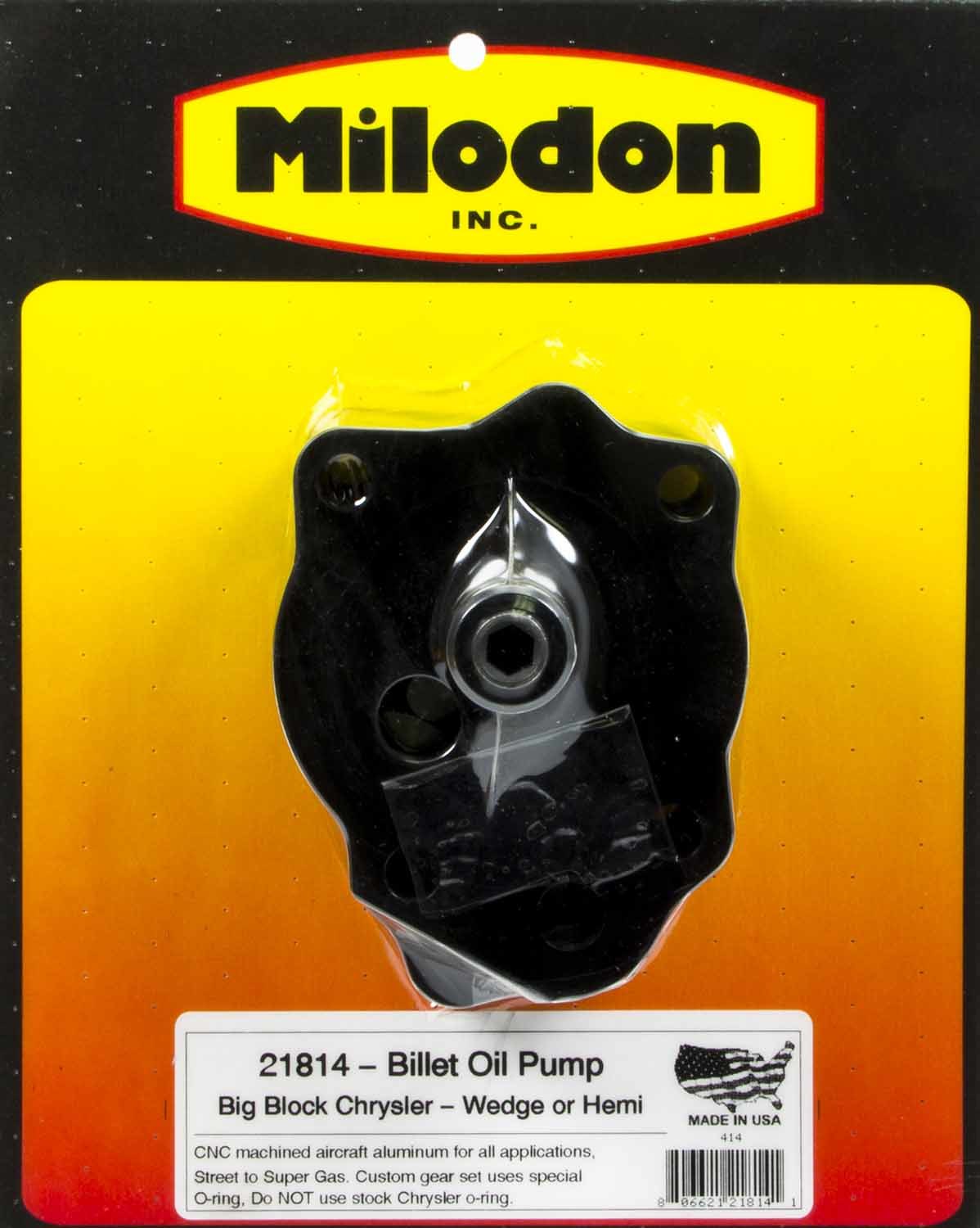 Milidon 21814 Oil Pump, Wet Sump, External, High Volume, High Pressure, Single Entry, Internal or External Pickup, Aluminum, Mopar B / RB-Series / 426 Hemi, Each