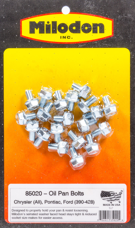 Milidon 85020 Oil Pan Bolt Kit, Hex Head, Steel, Zinc Oxide,