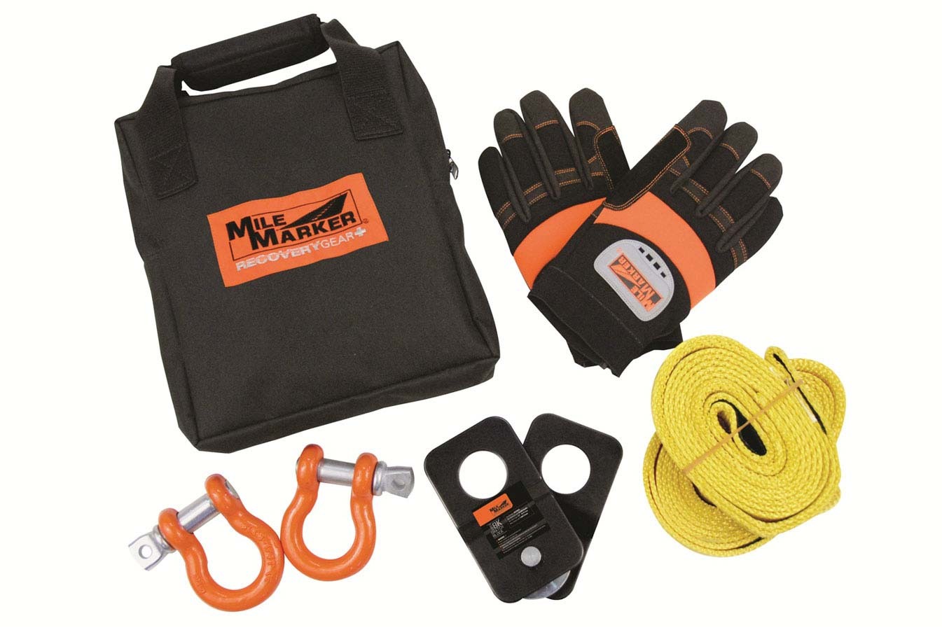 Mile Marker 19-00105 Winch Accessory Kit, ATV / UTV, Bag / D-Rings / Gloves / Pulley Block / Strap, Kit