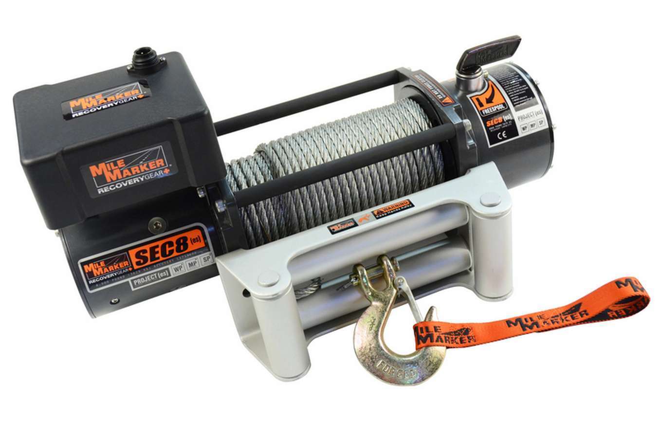 8,000 lbs. Mile Marker ES Electric Winch 77-50141W Winch, ES, Electric, lbs., Roller Fairlead, 12 V, 100 ft. Cable, 12 ft. Hand-held Remote Switch, Each thumbnail 5