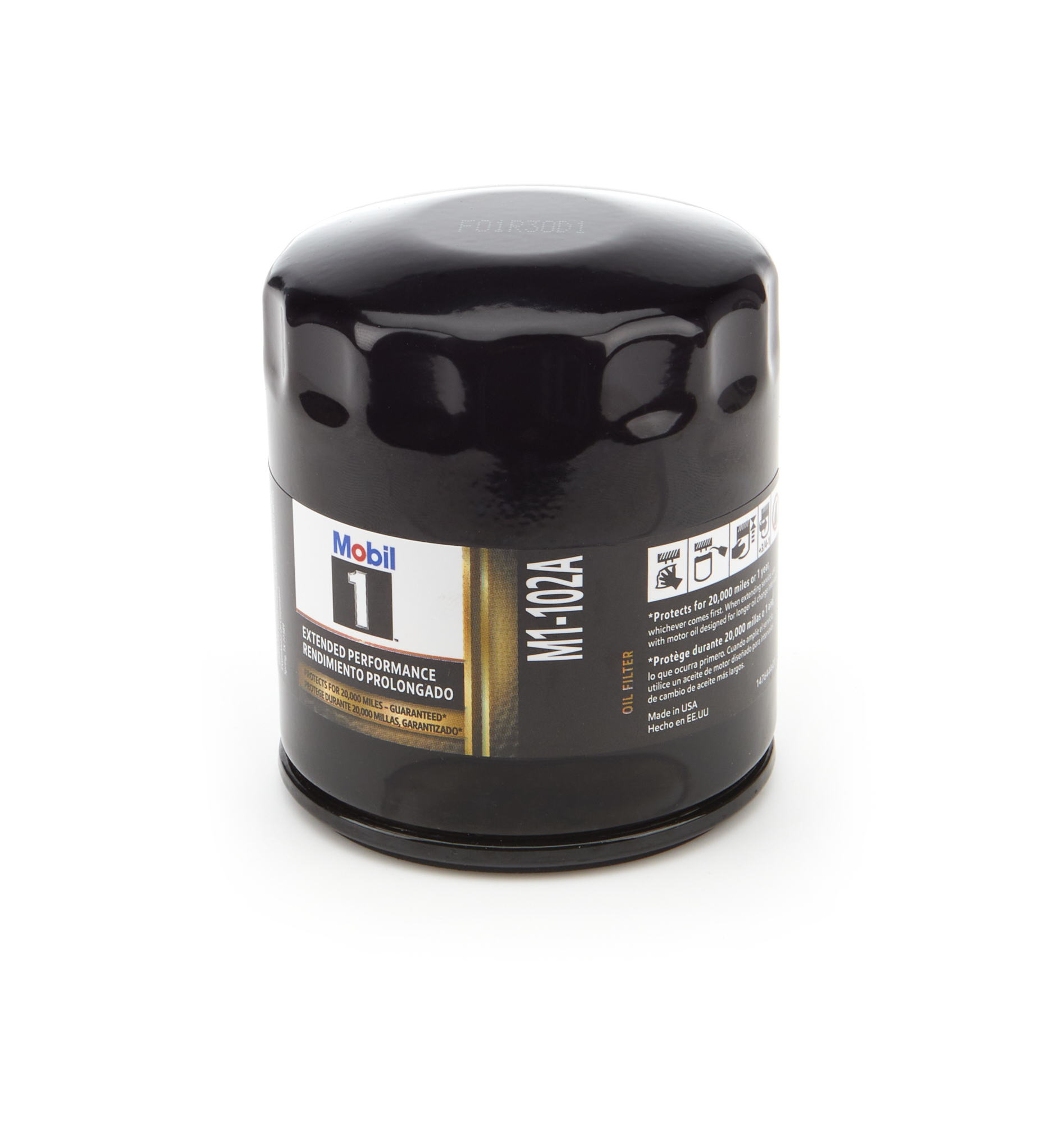 Mobil 1 M1-102A Oil Filter, Extended Performance, Canister, Screw-On, 3.400 in Tall, 3/4-16 in Thread, Steel, Black Paint, Various Applications, Each