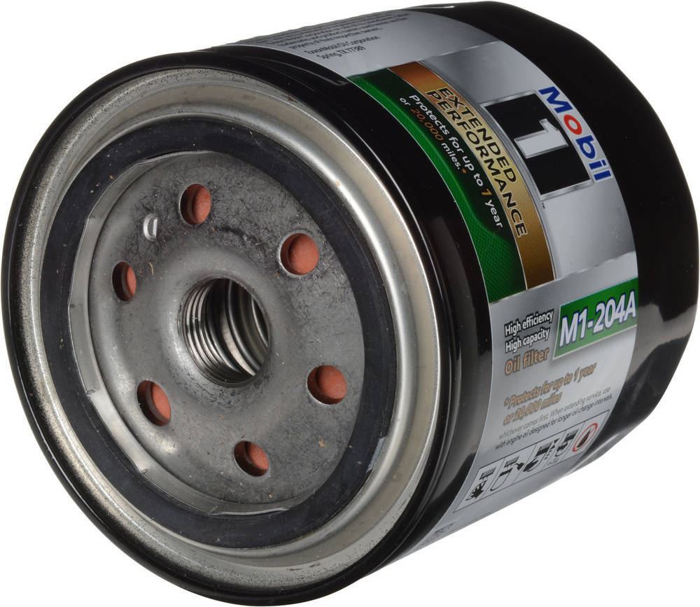 Mobil 1 M1-204A Oil Filter, Extended Performance, Canister, Screw-On, 3.750 in Tall, 3/4-16 in Thread, Steel, Black Paint, Various Applications, Each