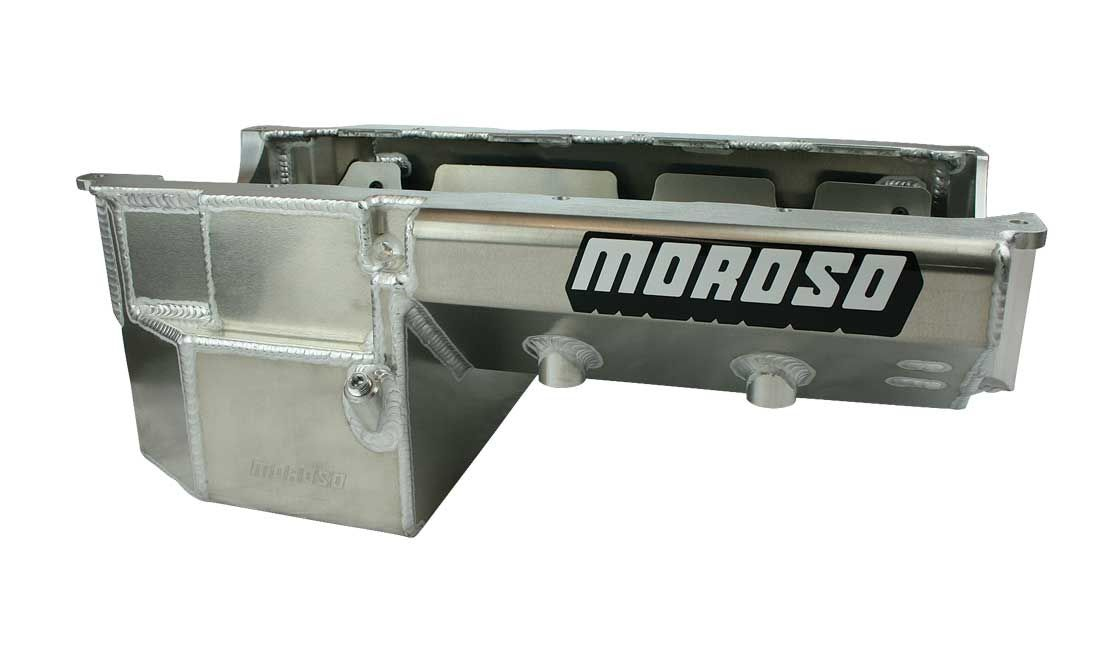 Moroso 20382 Engine Oil Pan, Fabricated, Rear Sump, 7 qt, 8 in Deep, Aluminum, Natural, Big Block Chevy, Each