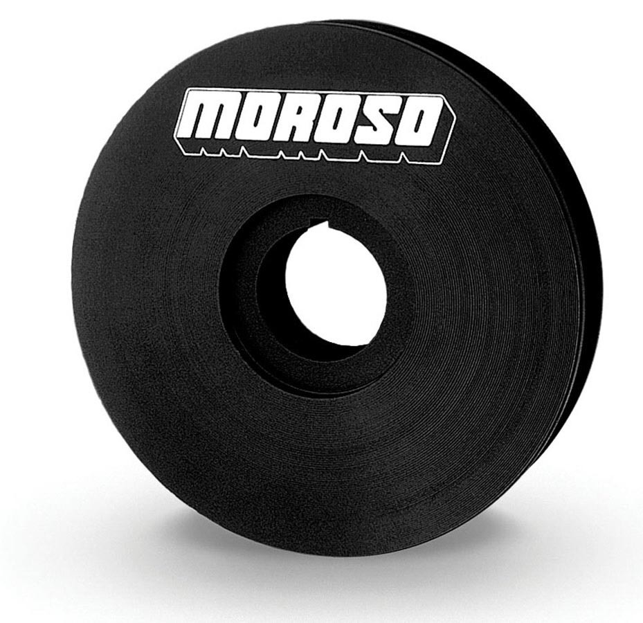 Moroso 23523 Crankshaft Pulley, V-Belt, 1 Groove, 4.000 in Diameter, 1 in Mandrel, 1/8 in Keyway, Billet Aluminum, Black Anodized, Universal, Each