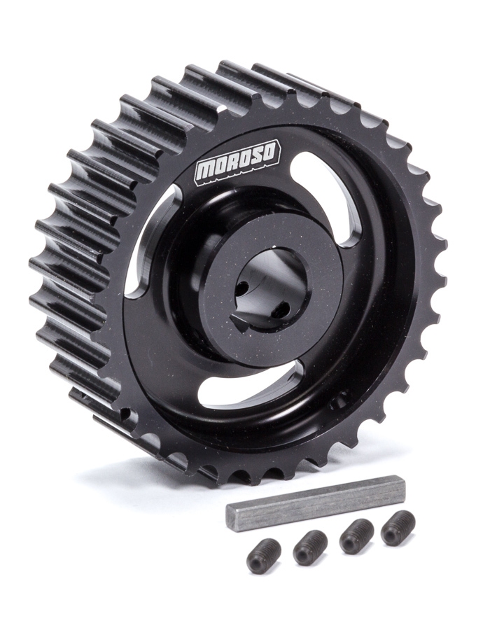 Moroso 23545 Oil Pump Pulley, HTD, 32 Tooth, 5/8 in Shaft, Aluminum, Black Anodized, Each