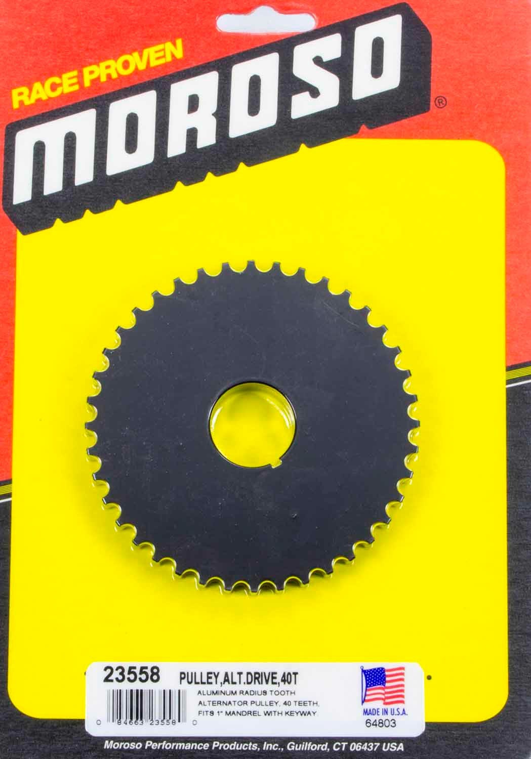 Moroso 23558 Crankshaft Pulley, HTD, 40 Tooth, 0.59 in Shaft