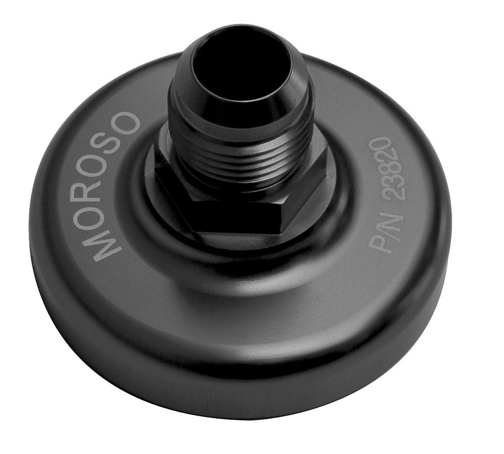 Moroso 23820 Oil Filter Adapter, Bypass, Bolt-On, 12 AN Male Inlet, Aluminum, Black Anodized, Various Applications, Each