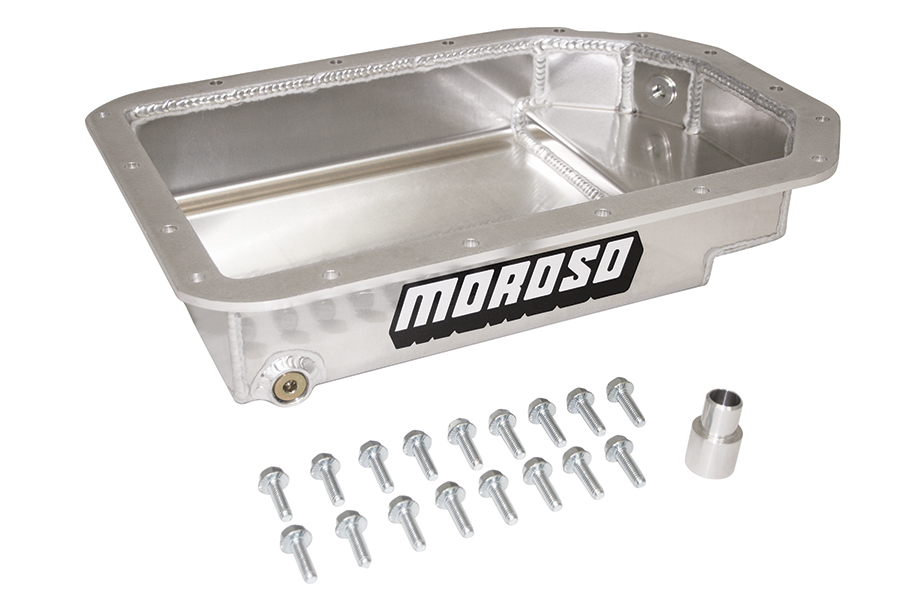 Moroso 42031 Transmission Pan, Fabricated, 3-1/2 in Deep, 2-1/2 in Notch, Hardware included, Aluminum, Natural, 4L80E, Kit