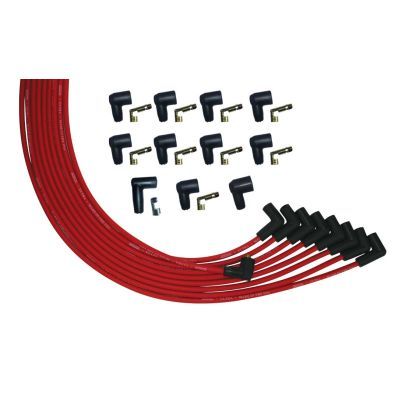 Moroso 52007 Spark Plug Wire Set, Ultra, Spiral Core, 8 mm, Red, 90 Degree Plug Boots, Socket Style, Universal 8-Cylinder, Kit