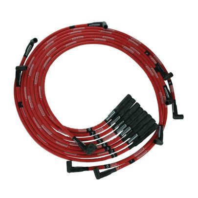 Moroso 52560 Spark Plug Wire Set, Ultra, Spiral Core, 8 mm, Sleeved, Red, Straight Plug Boots, HEI Style Terminal, Mopar B / RB-Series, Kit
