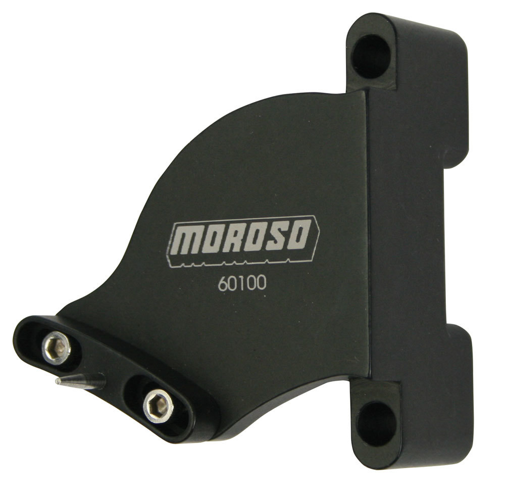 Moroso 60100 Timing Pointer, Stainless Hardware, Billet Aluminum, Black Anodized, 6-1/4 in OD Balancer, Small Block Chevy, Each