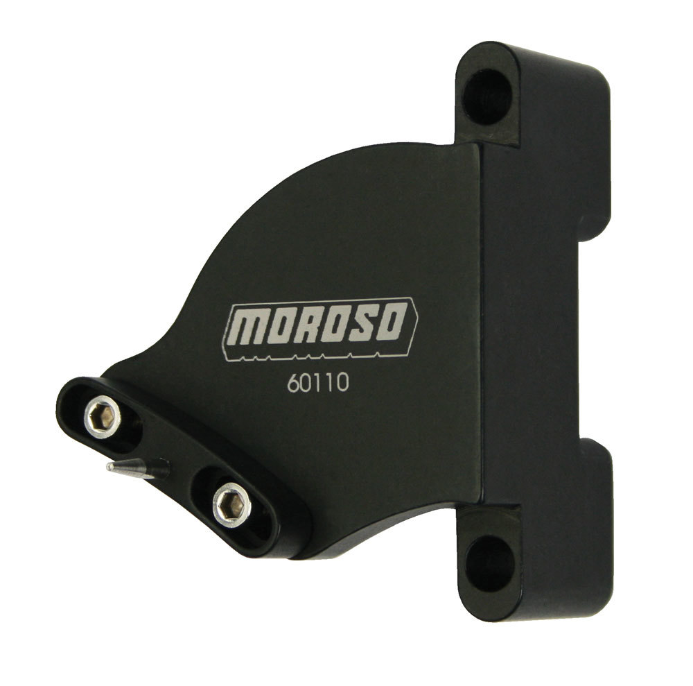 Moroso 60110 Timing Pointer, Stainless Hardware, Billet Aluminum, Black Anodized, 6-3/4 in OD Balancer, Small Block Chevy, Each