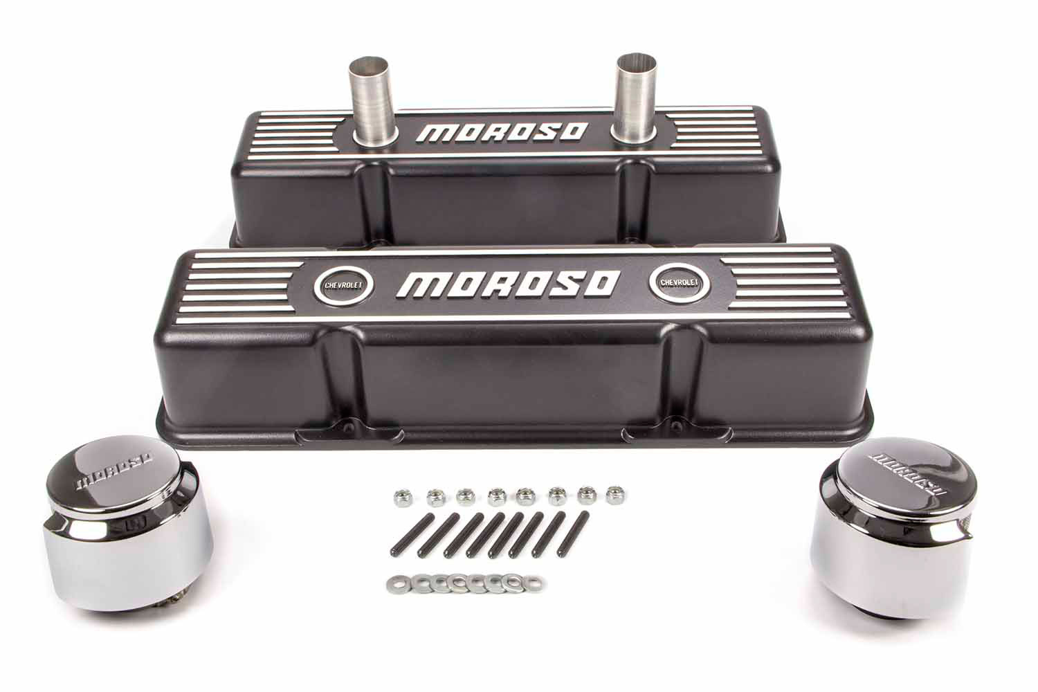 Moroso 68371 Valve Cover, Tall, Breather Tubes, Breathers