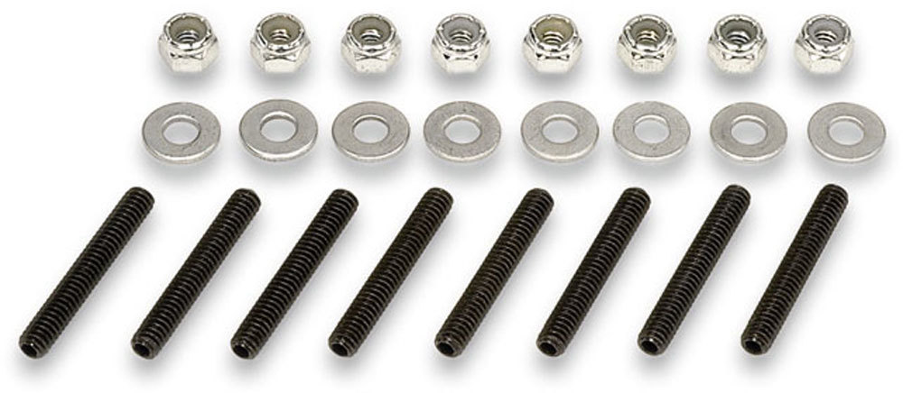 Moroso 68820 Valve Cover Fastener, Stud, 1/4-20 in Thread, 1.750 in Long, Hex Nuts, Steel, Chrome, Set of 8