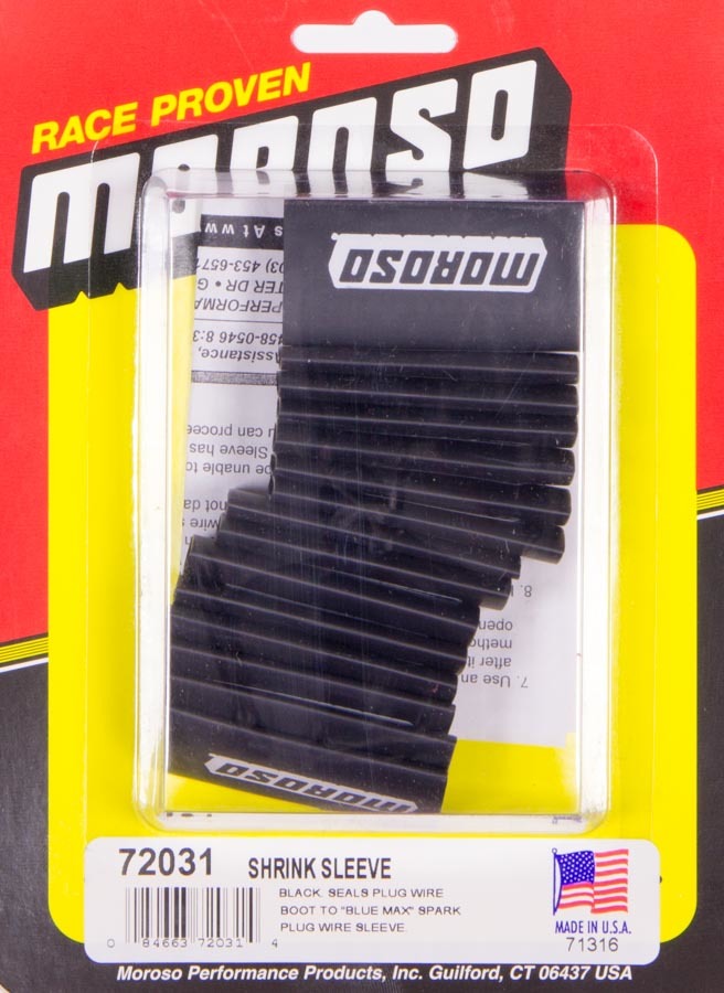 Moroso 72031 Shrink Sleeve Tubing, Black, Spark Plug Wire, Set of 18