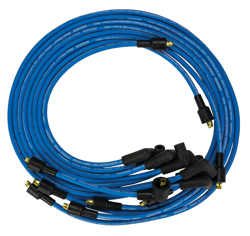 Moroso 72655 - Spark Plug Wire Set, Blue Max, Spiral Core, 8