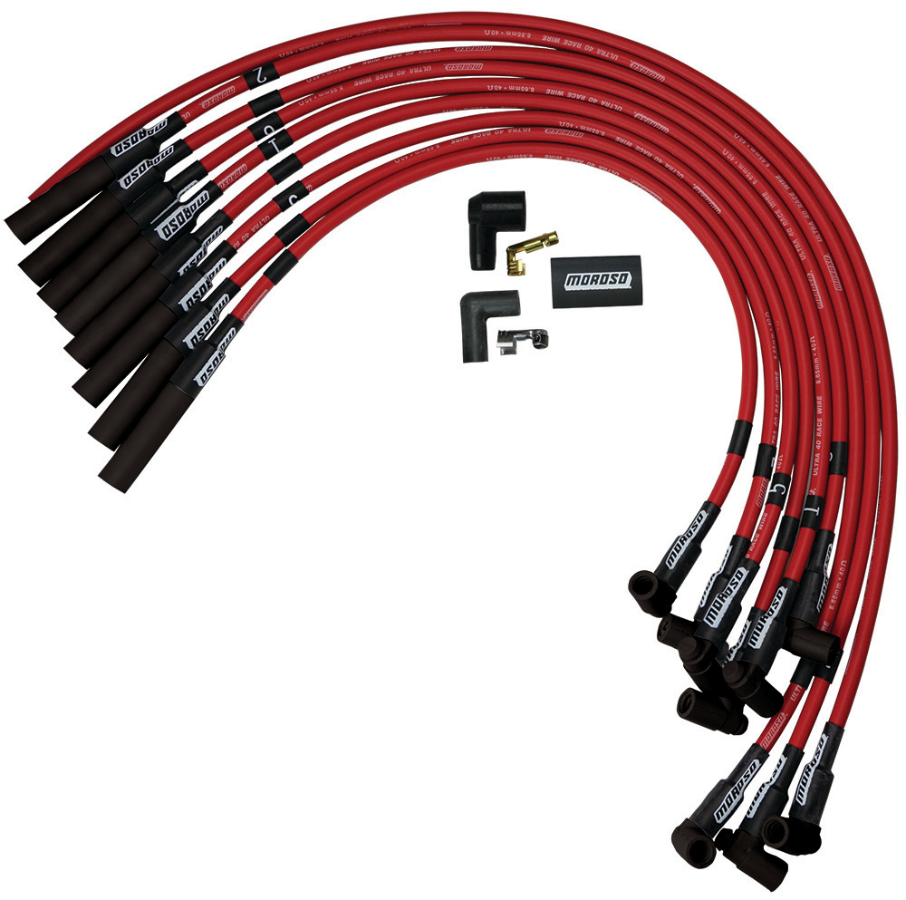 Moroso 73688 Ultra 40 Plug Wire Set - Red Spark Plug Wire Set, Ultra 40,  Spiral