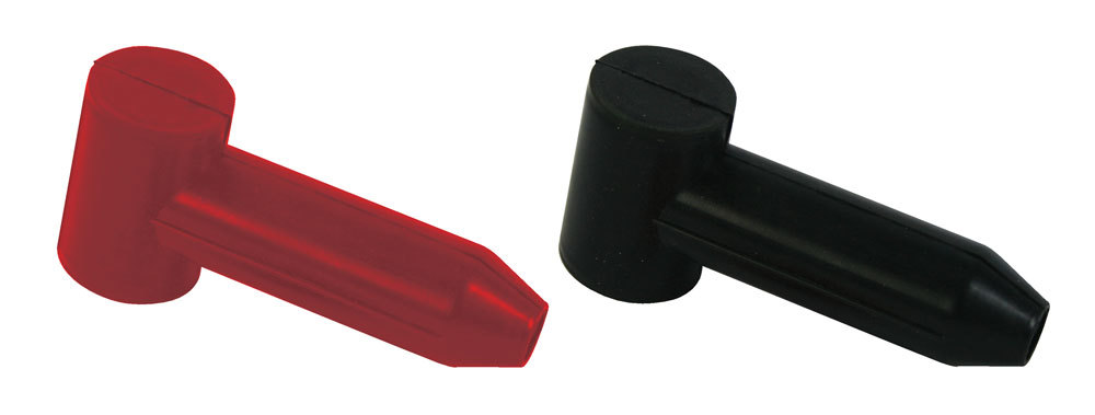 Moroso 74110 Battery Disconnect Switch Boot, Accommodates 2 to 4 Gauge Wire and 3/8 in to 1/2 in Terminal Studs, Black / Red, Pair