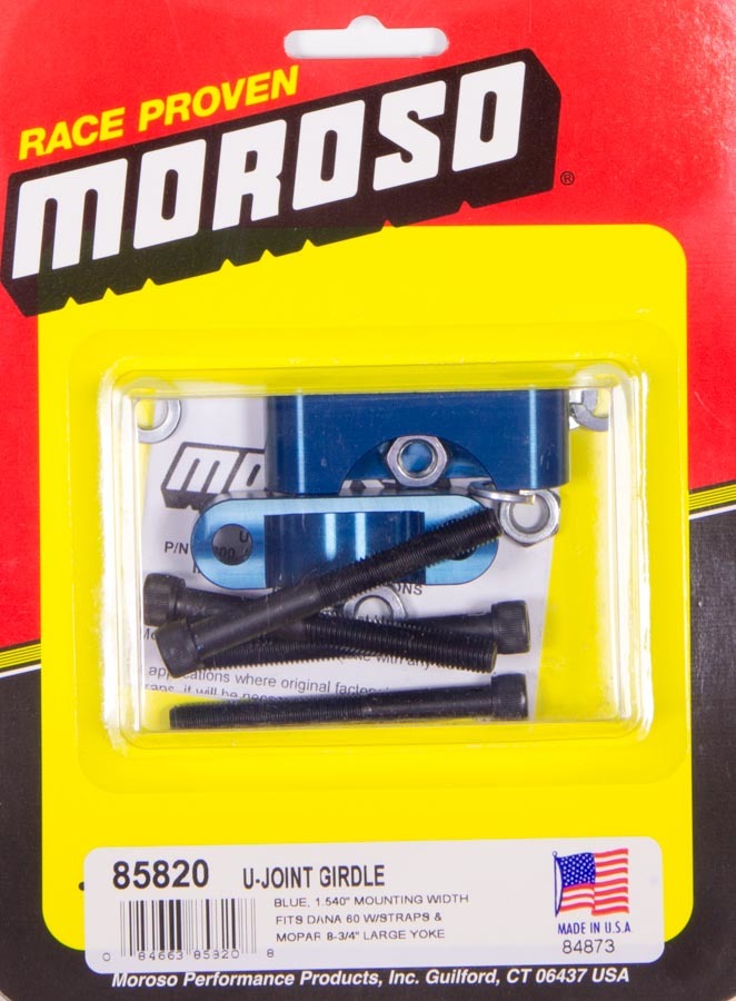 Moroso 85820 - U-Joint Girdles, 1.540 in Bolt Centers, 1-1/8 in Caps, Aluminum, Dark Blue Anodized, Dana 60 / Straps, Kit