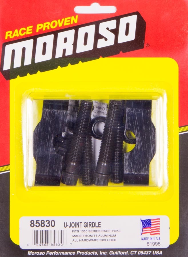 Moroso 85830 - U-Joint Girdles, 1.668 in Bolt Centers, 1-3/16 in Caps, Aluminum, Black Anodized, 1350 Series Race Yokes, Ford 8.8 or 9 in, Kit