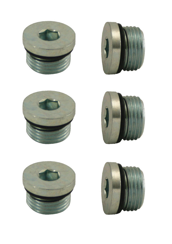 Moroso 97005 Drain Plug, 3/4-16 in Thread, Allen Head, Rubber O-Ring, Steel, Natural, Set of 6