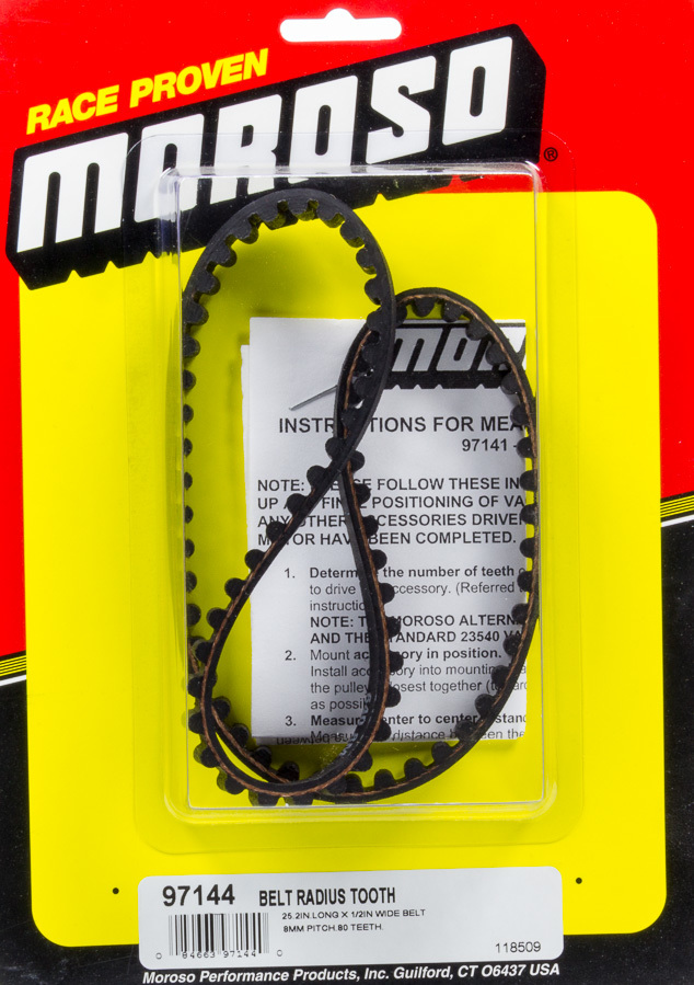 Moroso 97144 HTD Drive Belt, 25.200 in Long, 1/2 in Wide, 8 mm Pitch, Each