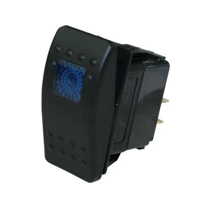 Moroso 97541 Rocker Switch, On / Off, Single Pole, 12V, 20 amp, Blue Lighted, Plastic, Black, Moroso Switch Panels, Each