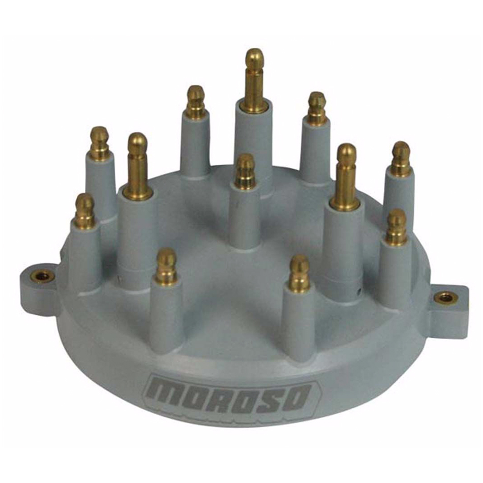 Moroso 97855 Distributor Cap, HEI Style Terminals, Brass Terminals, Screw Down, Gray, Non-Vented, Moroso Circle Track Distributors, Each