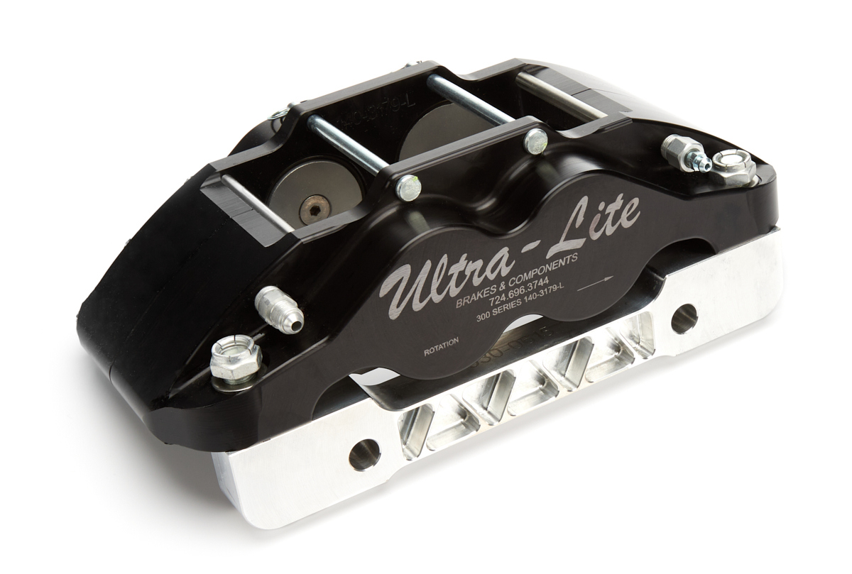 MPD Racing 17100 Brake Caliper, 4 Piston, Driver Side, Aluminum, Black Anodized, 1.250 in Thick Rotor, 7-7/8 in Solid Mount, Each