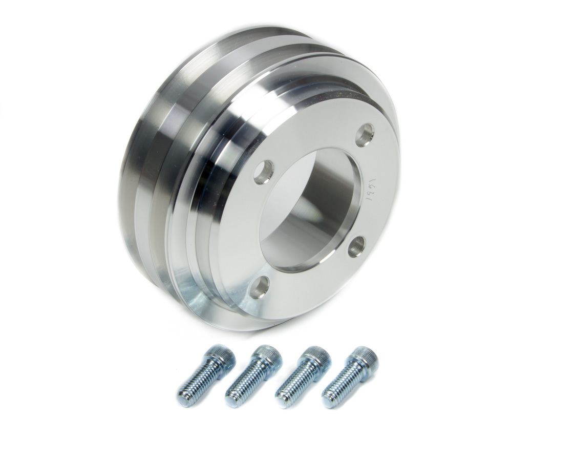 March Performance 1631 Crankshaft Pulley, V-Belt, 2 Groove, 5.500 in Diameter, Aluminum, Clear Powder Coat, Small Block Ford 1969-2014, Each