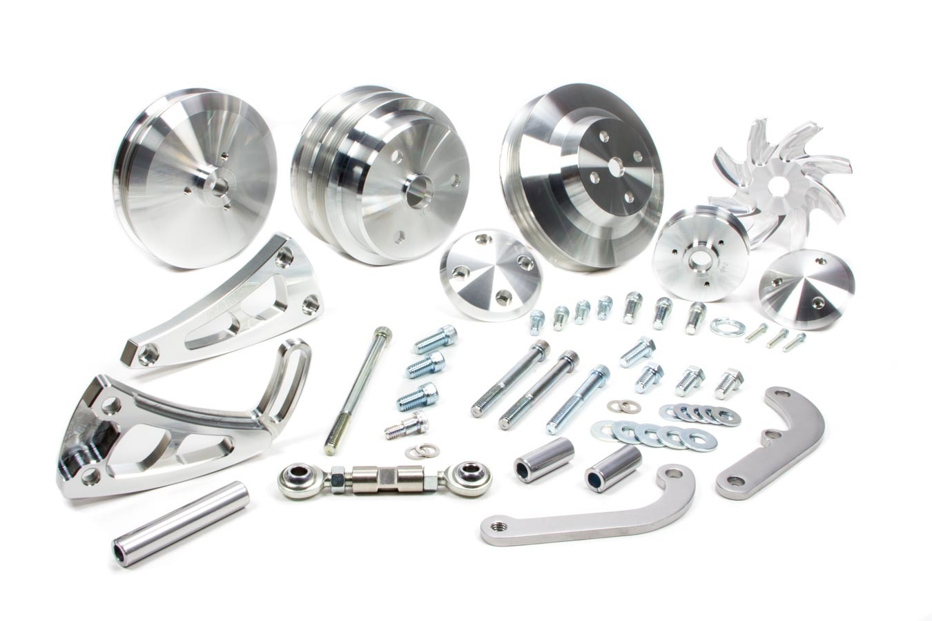 March Performance 22020 Pulley Kit, Ultra, Performance, 6-Rib Serpentine, Aluminum, Clear Powder Coat, Long Water Pump, Small Block Chevy, Kit