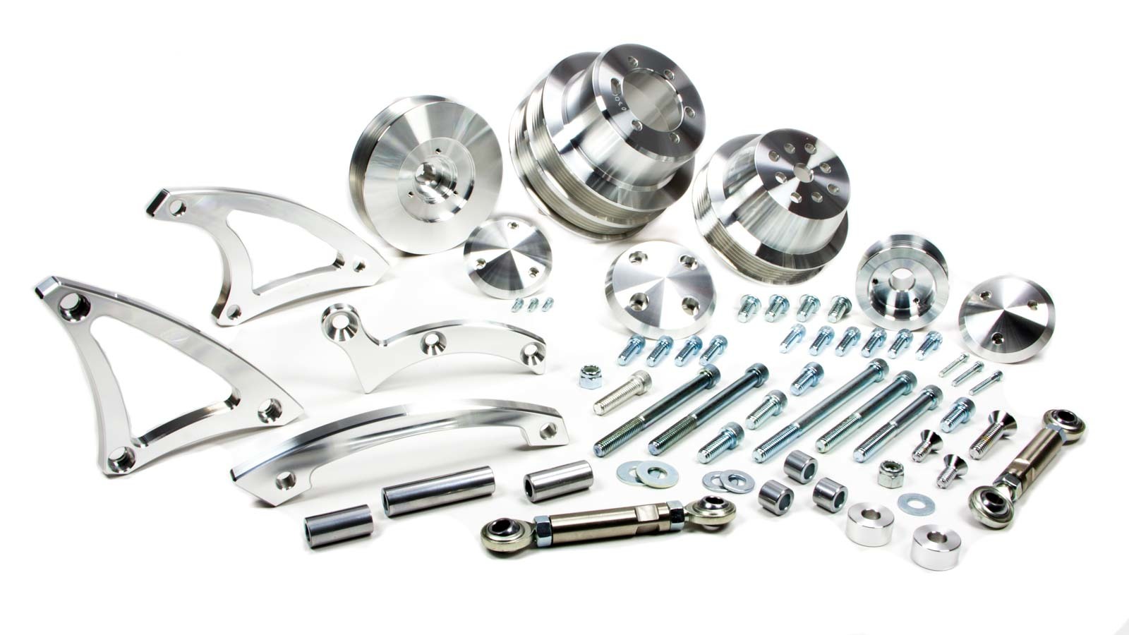 March Performance 40525 Pulley Kit, Deluxe Style, 6-Rib Serpentine, Aluminum, Clear Powder Coat, Mopar RB-Series, Kit