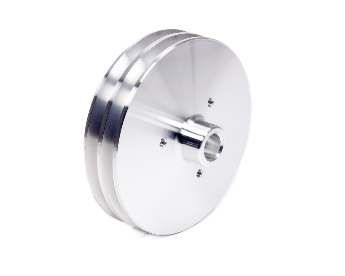 March Performance 522 Power Steering Pulley, V-Belt, 2 Groove, 3/4 in Press-On, 6.000 in Diameter, Aluminum, Clear Powder Coat, GM Pumps, Each