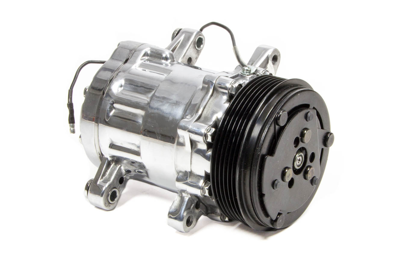 March Performance P411 Air Conditioning Compressor, Sanden 7176 Compact, Serpentine Pulley Included, Polished, Universal, Each