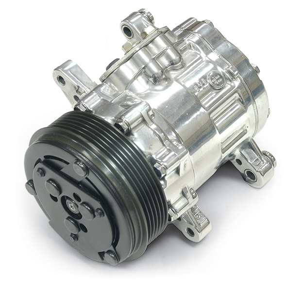 March Performance P412 Air Conditioning Compressor, Sanden 7176 Compact, Serpentine Pulley Included, Chrome, Universal, Each