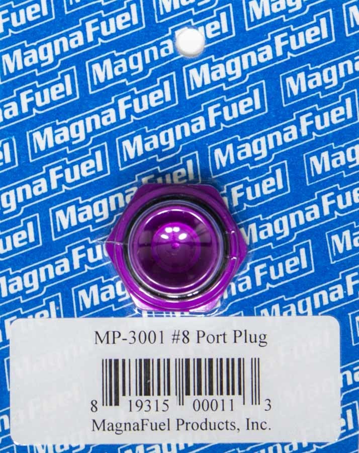 Magnafuel MP-3001 Fitting, Plug, 8 AN Male O-Ring, Hex Head, Aluminum, Purple Anodized, Each