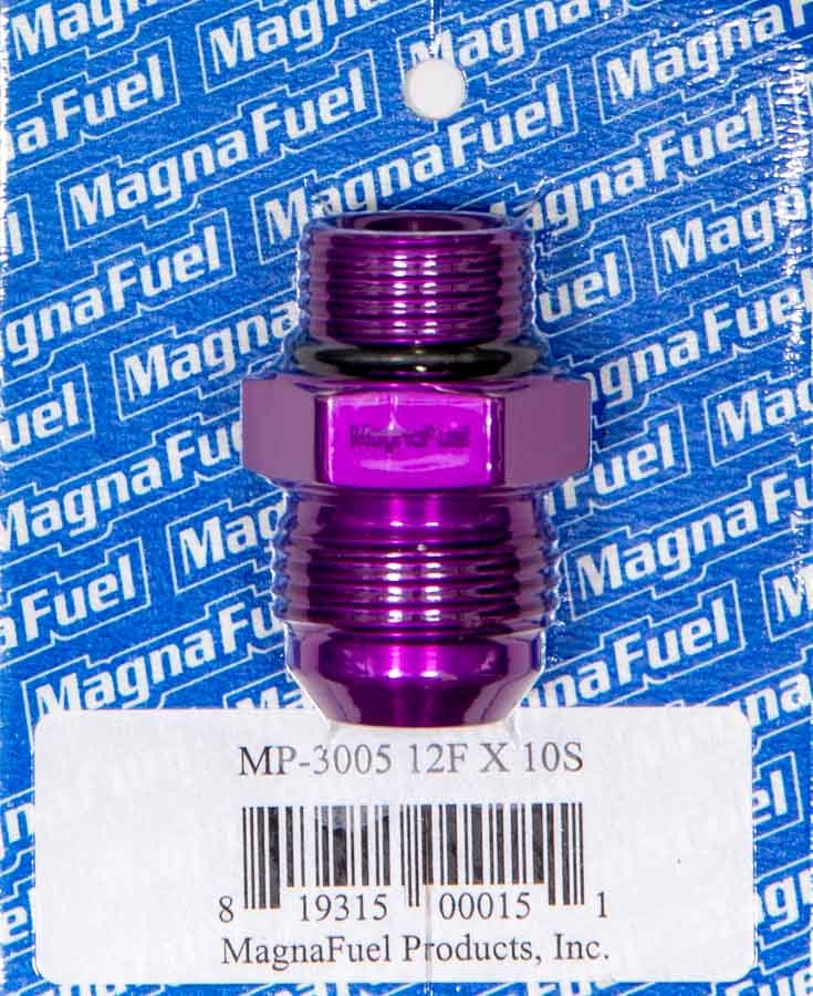 Magnafuel MP-3005 Fitting, Adapter, Straight, 12 AN Male to 10 AN Male O-Ring, Aluminum, Purple Anodized, Each