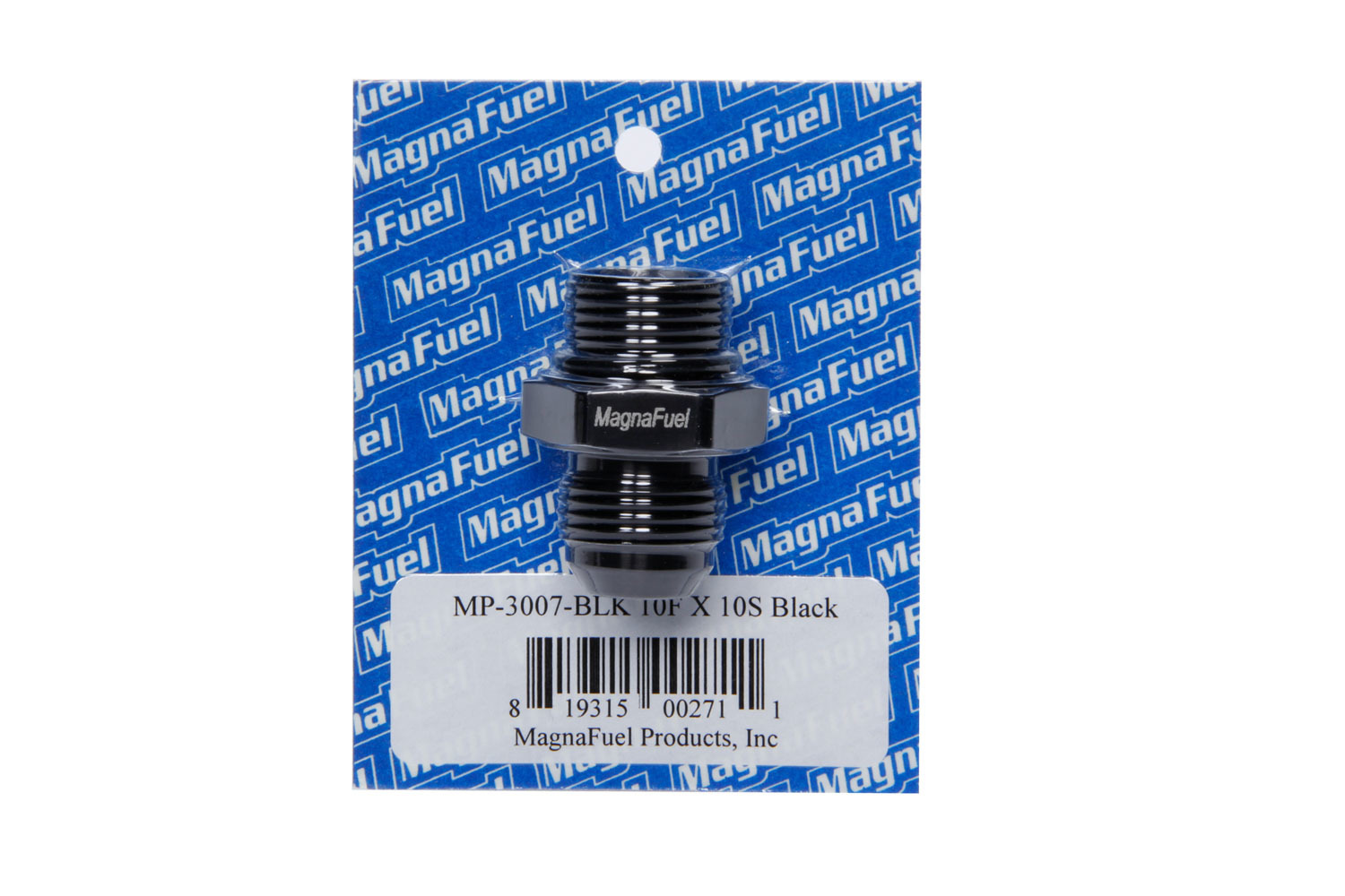 Magnafuel MP-3007-BLK Fitting, Adapter, Straight, 10 AN Male to 10 AN Male O-Ring, Aluminum, Black Anodized, Each