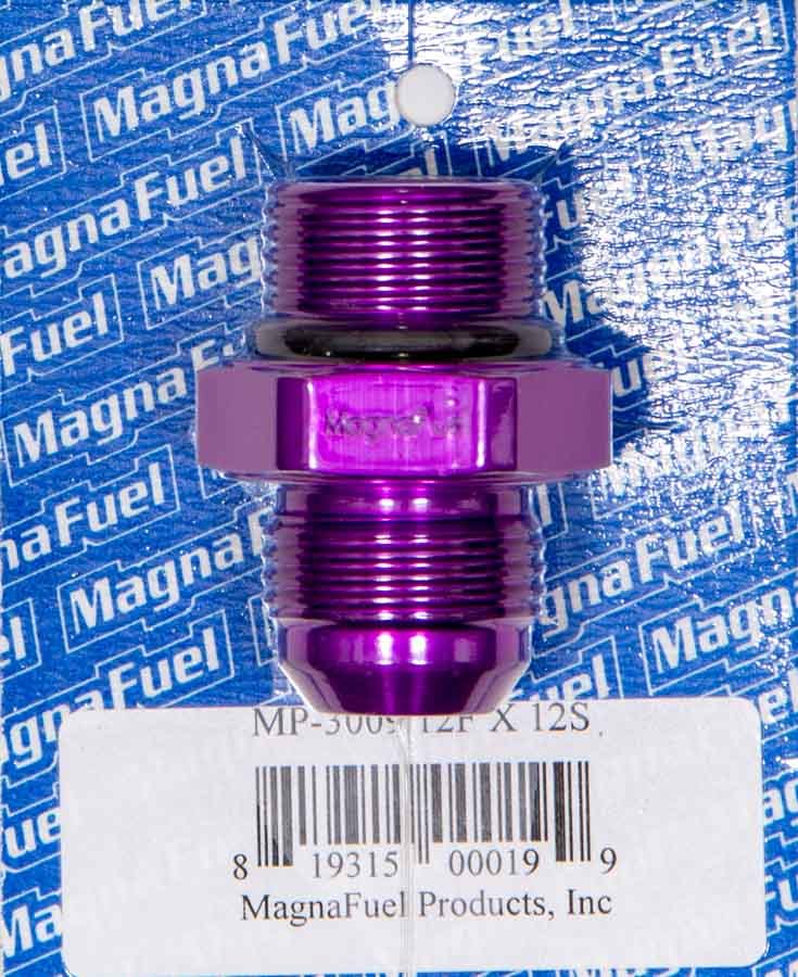 Magnafuel MP-3009 Fitting, Adapter, Straight, 12 AN Male to 12 AN Male O-Ring, Aluminum, Purple Anodized, Each