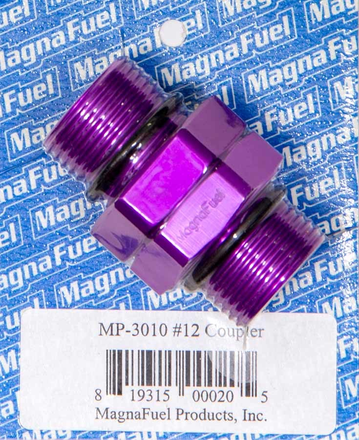 Magnafuel MP-3010 Fitting, Adapter, Straight, 12 AN Male O-Ring to 12 AN Male O-Ring, Aluminum, Purple Anodized, Each