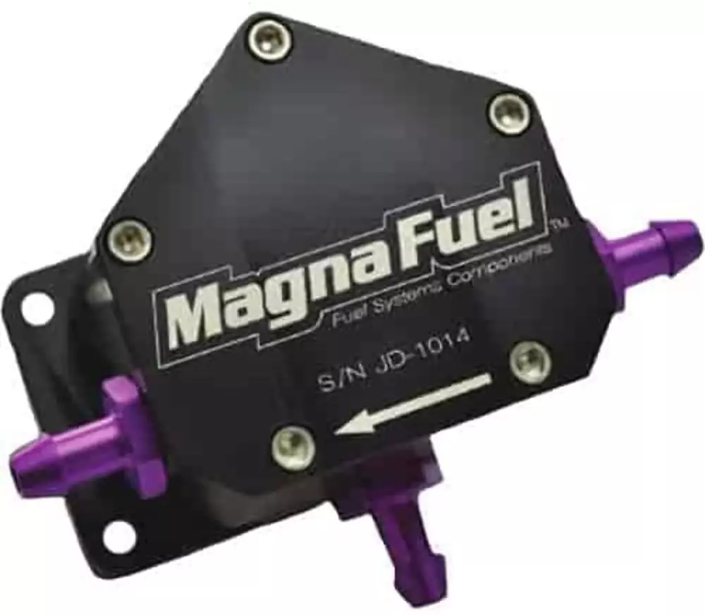 Magnafuel MP-4000-BLK Fuel Pump, 4000 Series, Mechanical, In-Line, 17 gph, 64 lph, Hose Barb Inlet / Outlet, Jr Dragster, Each