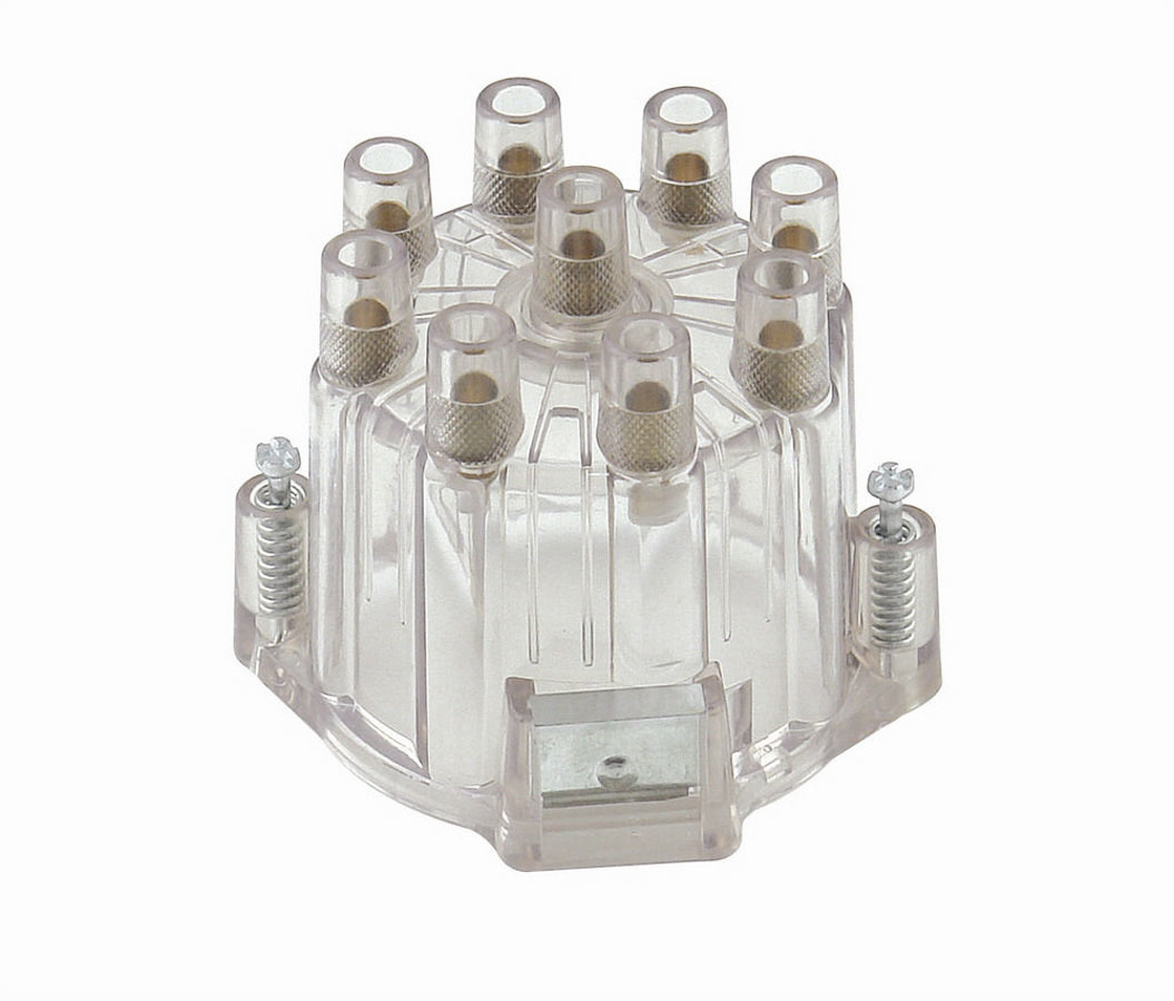 Mr. Gasket 1260 Distributor Cap, Socket Style Terminals, Twist Lock, Clear, Non-Vented, Chevy V8, Each
