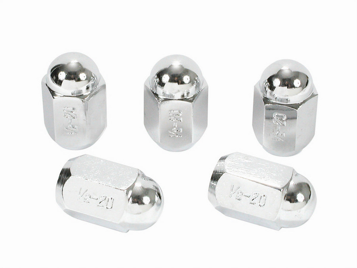 Mr. Gasket 1441 Lug Nut, 1/2-20 in Right Hand Thread, 13/16 in Hex Head, Conical Seat, Closed End, Steel, Chrome, Set of 5