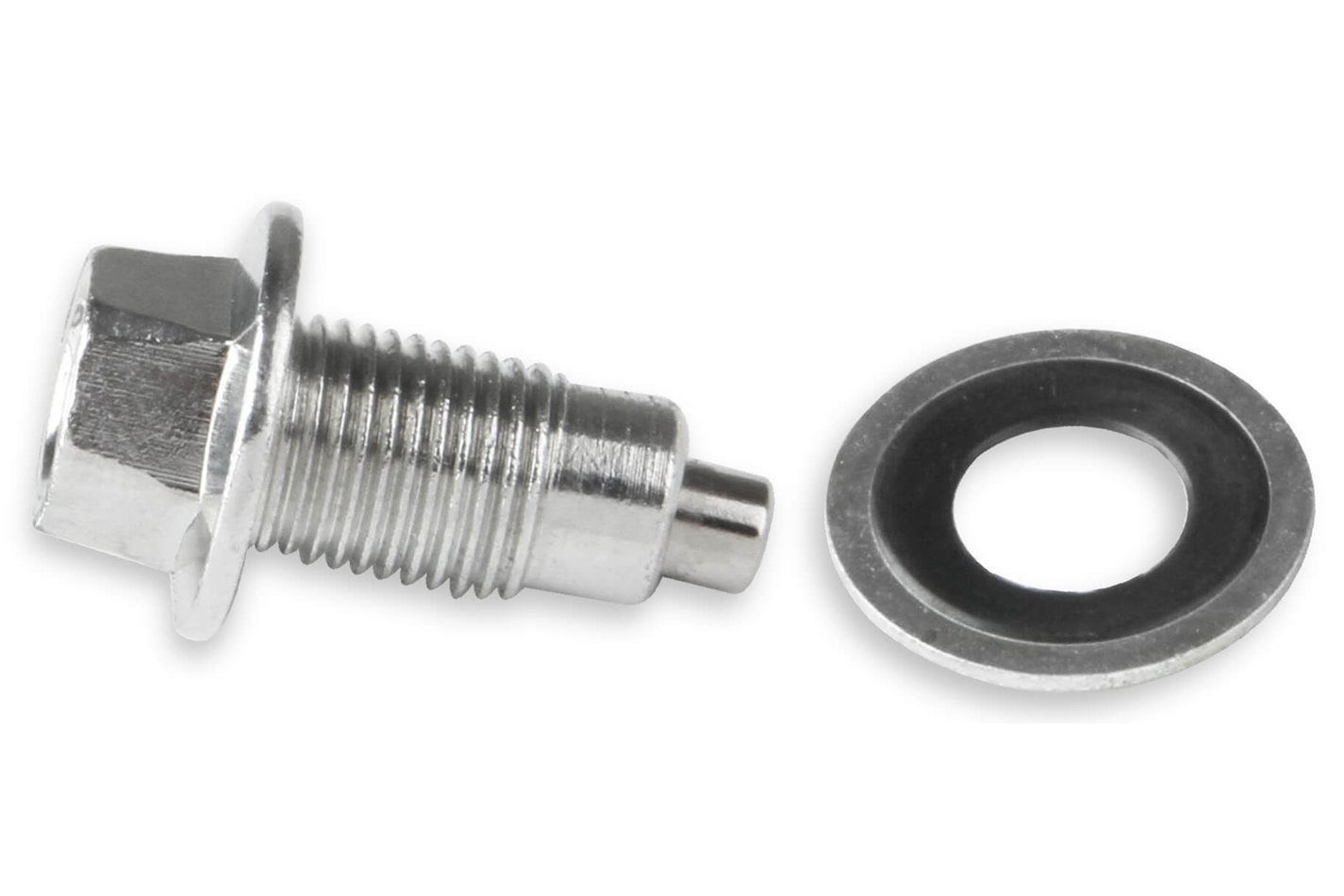 Mr. Gasket 15 Drain Plug, 1/2-20 in Thread, 3/4 in Hex Head, Nylon Washer, Magnetic, Steel, Chrome, Each