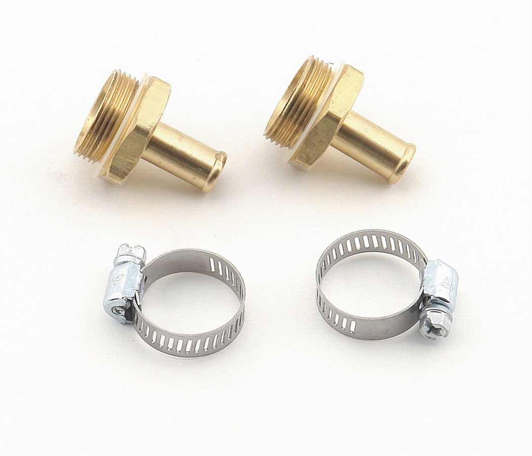 Mr. Gasket 1543 Carburetor Inlet Fitting, Straight, 3/8 in Hose Barb to 7/8-20 in Male, Brass, Natural, Holley Carburetors, Pair