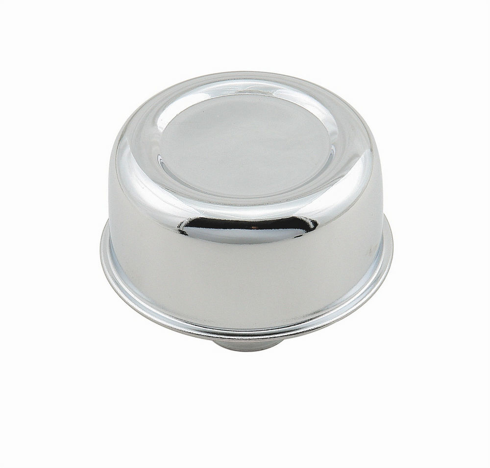Mr. Gasket 2056 Breather, Medallion-Ready, Push-In, Round, 1-1/4 in Hole, Steel, Chrome, Each